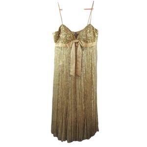 Women's Golden Strapless Dress with Bow